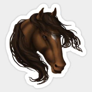 Horse Head - Brown Star Sticker